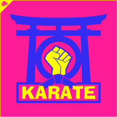 Karate emblem. Martial art creative colored simbol design. Vector, EPS.