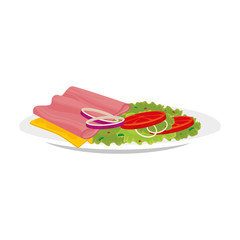 delicious ham slice with dish delicious food isolated icon