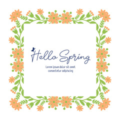 hello spring greeting Modern card design, with elegant leaf and wreath frame. Vector © StockFloral