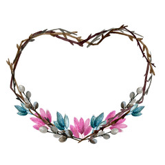 frame in the form of a heart of branches