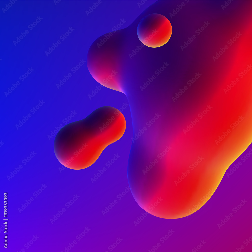 Poster fluid design liquid blobs with vibrant intense colors abstract background