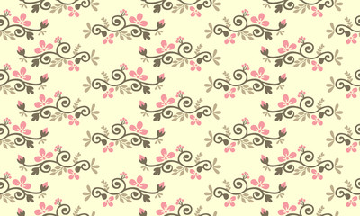 Vintage floral for valentine, with leaf and floral seamless pattern background.