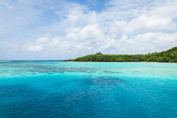 Crytsal clear water in Fish eye marine park, a famous snorkelling and diving spot in Guam