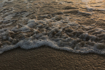 waves on beach, beautiful sunrise on the beach