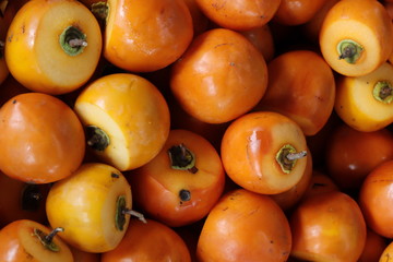 Raw persimmon preparing to hanging to make dry japanese persimmon (hoshigaki)