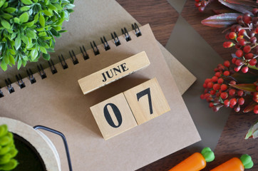June 7, Cover natural Calendar, Appointment Date design.