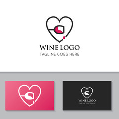 wine logo and icon vector illustration design template