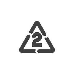 HDPE 2, industrial marking plastic vector icon. filled flat sign for mobile concept and web design. High-density Polyethylene glyph icon. Symbol, logo illustration. Vector graphics