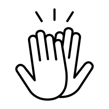 High five or high 5 hand gesture line art vector icon for apps and websites