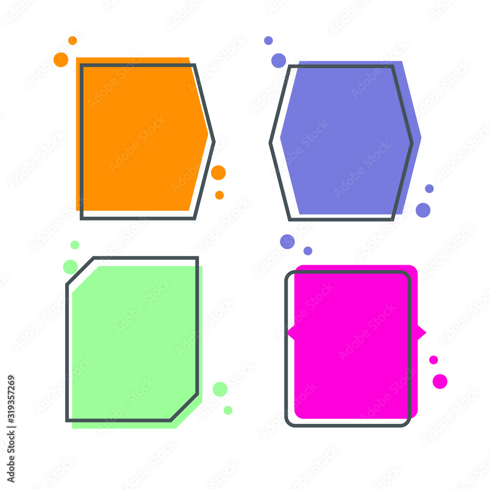 Fototapete Colored quote speech bubble template. set different shape geometric texting boxes. Quotes form and speech box isolated on white background. Vector illustration.