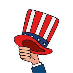 Isolated hand holding usa hat vector design