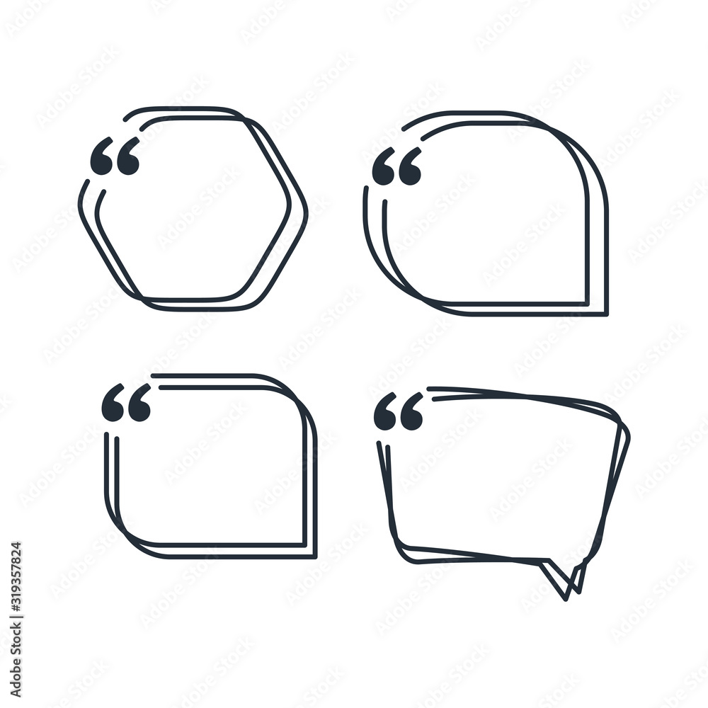 Poster collection of scribbled comic speech bubbles. colored quote speech bubble template. quotes form and 