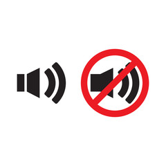 speakers that may be turned on and speakers that are prohibited from turning on icon vector designohibited from turning on