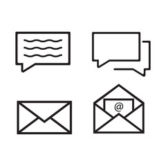 email notifications, messages, and message envelopes icon vector with black color