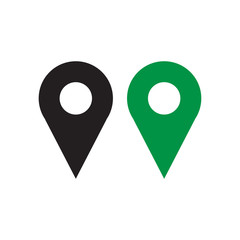 Pin map icon vector design with black color and green color