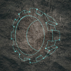 Isometric cog wheel model. Precision machinery concept. Technology and engineering