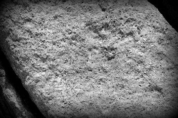 Coastal rock texture close-up. Stone background black and white