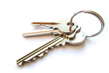 three keys on a steel key ring