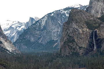 Mountain view of Bridalveil Fall in Winter - Yosemite - USA