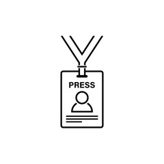 Press pass card vector icon on white background.