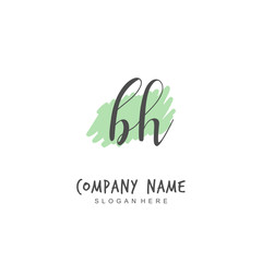 Handwritten initial letter B H BH for identity and logo. Vector logo template with handwriting and signature style.