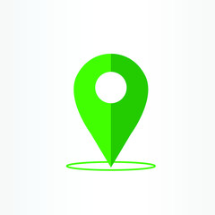 abstract style Map pin sign location icon with green color