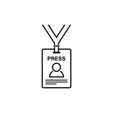 Press pass card vector icon on white background.