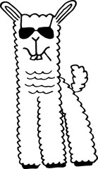 cute doodle alpaca for greeting cards, prints, kids illustrations and thematic designs