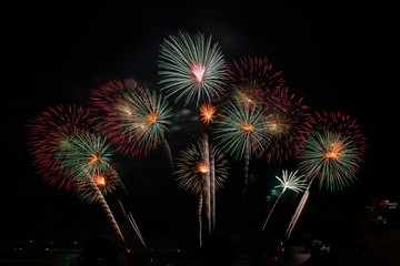 Colorful of fireworks in holiday festival from Pattaya Chonburi Thailand