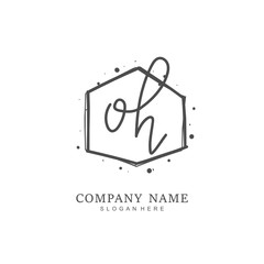 Handwritten initial letter O H OH for identity and logo. Vector logo template with handwriting and signature style.