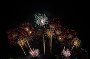 Colorful of fireworks in holiday festival from Pattaya Chonburi Thailand