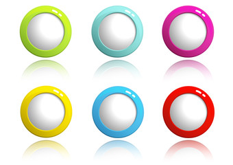 Set Of Web Color Round Buttons. Colorful 3d buttons for game. Vector illustration.