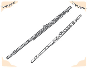 フルートのイラスト素材。手描き風 © 夏妃 吉野