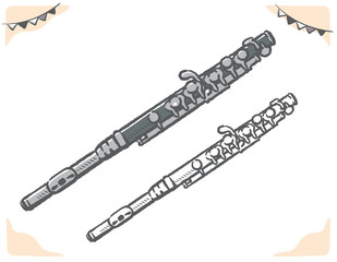 クラリネット サックス オーボエ 木管楽器のイラスト素材 Wall Mural 夏妃 吉野