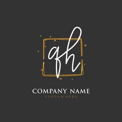 Handwritten initial letter Q H QH for identity and logo. Vector logo template with handwriting and signature style.