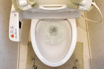 トイレで水を流す