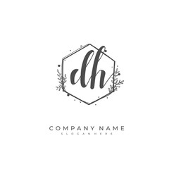 Handwritten initial letter D H DH for identity and logo. Vector logo template with handwriting and signature style.