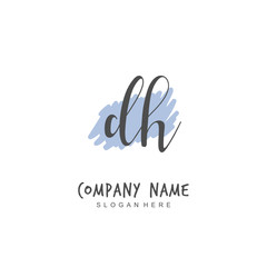 Handwritten initial letter D H DH for identity and logo. Vector logo template with handwriting and signature style.