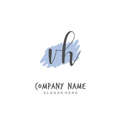 Handwritten initial letter V H VH for identity and logo. Vector logo template with handwriting and signature style.
