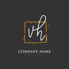 Handwritten initial letter V H VH for identity and logo. Vector logo template with handwriting and signature style.