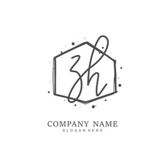 Handwritten initial letter Z H ZH for identity and logo. Vector logo template with handwriting and signature style.