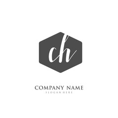 Handwritten initial letter C H CH for identity and logo. Vector logo template with handwriting and signature style.