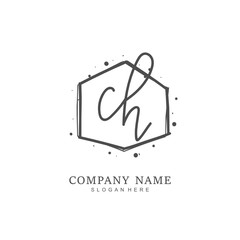 Handwritten initial letter C H CH for identity and logo. Vector logo template with handwriting and signature style.