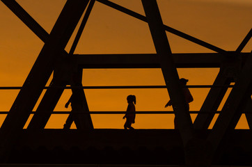 silhouettes of people on abstract background