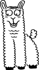 cute doodle alpaca for greeting cards, prints, kids illustrations and thematic designs