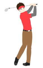 ゴルフをする男性