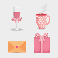 envelope mail with icons for san valentines day