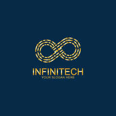 Golden Infinity Technology Logo. Symbol & Icon Vector Template.