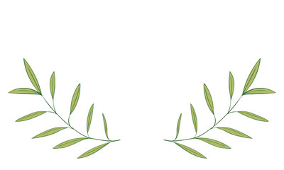 植物のイラスト：見出し飾り：葉っぱ、葉脈、実なし