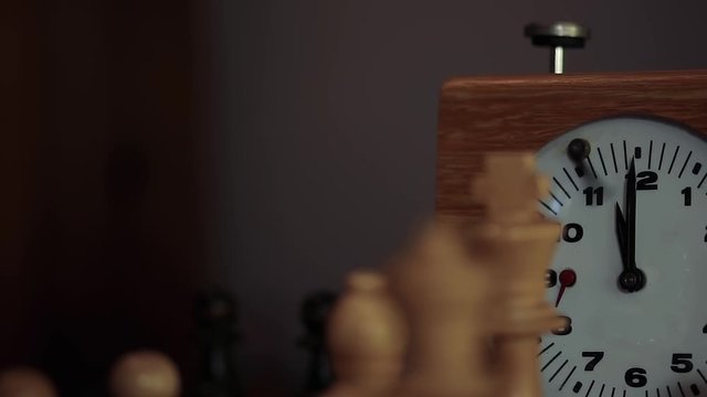 Old Chess Clock Showing the Final Moments before the Game Ends. Close-Up.